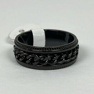 Stainless Steel Black/Gunmetal Chain Spinner Fidget Mens Ring Sz 9 Alternative